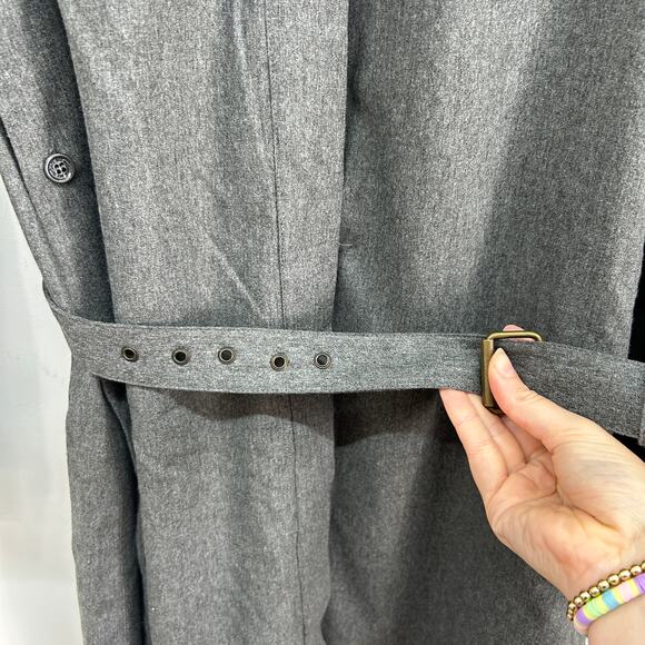 $598 See by Chloe Gray Black Belted Button Up Collared Long Sleeve Mini Dress 6 - Picture 5 of 9